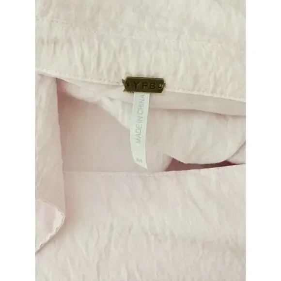 Young Fabulous and Broke Derby Cut Out Poplin Shirt Maxi Dress Pink Medium Crop - Picture 7 of 9